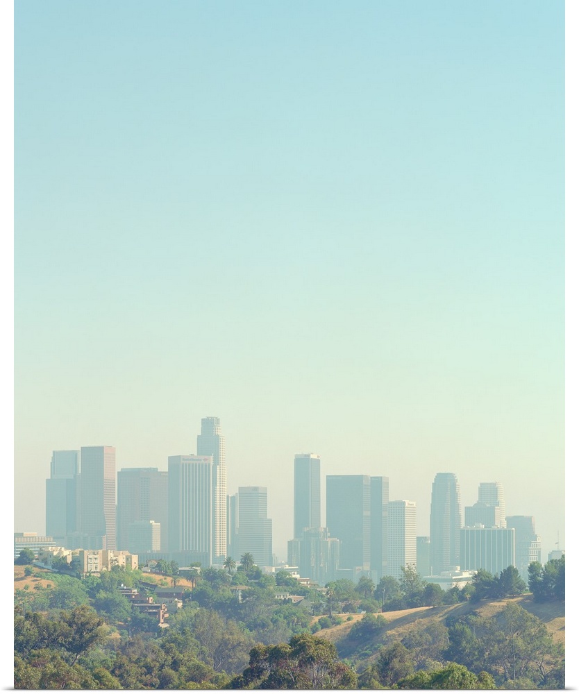 Cityscape of Los Angeles skyline from Elysian Park