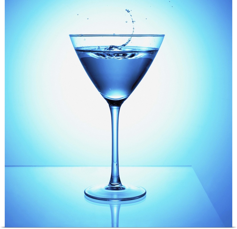 Close up of blue martini cocktail