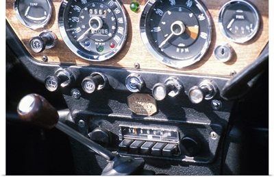 Close up of classic automobile gauges