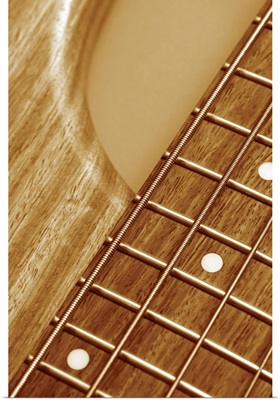 Close-up of guitar bridge