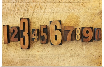 Close up of numbers on letterpress
