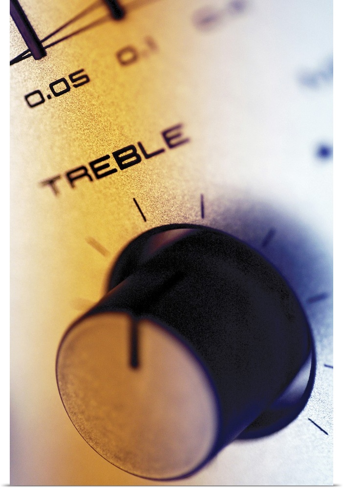 Close-up of treble knob on sound mixer