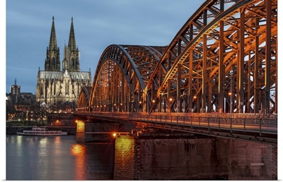 Cologne cathedral at dusk in Germany.