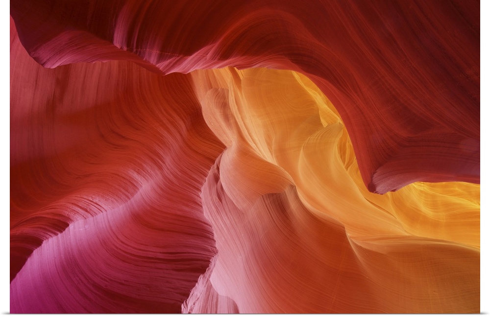 Colorful hues of eroded stone in Antelope Canyon, Arizona.