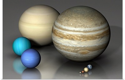 Comparing the eight major planets on the same scale