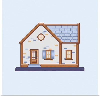 Cottage Brick House Pixel Art