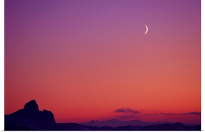 Crescent moon at dusk, Garibaldi Park