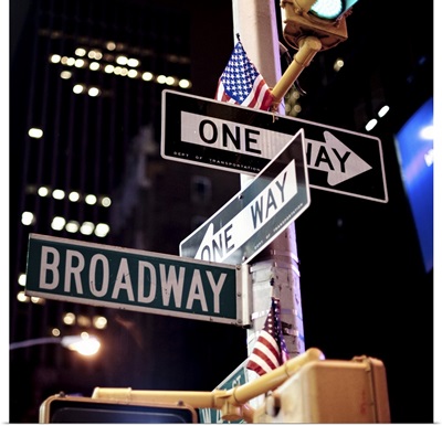 Crosstown signal on broadway street, Manhattan NY City.