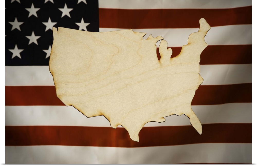 Cut-Out Map of America made of wood