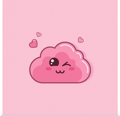 Cute Pink Cloud And Hearts