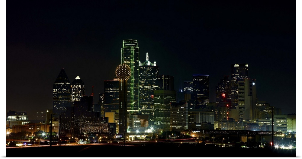USA, Texas, Dallas, illuminated skyline at night