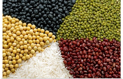 Different Chinese grains and beans, close-up