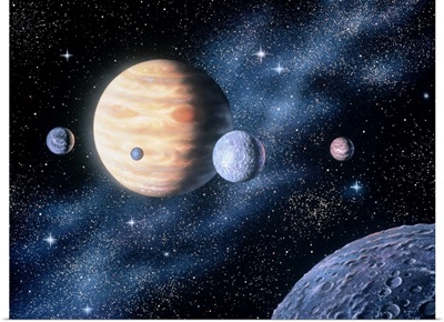 Digital concept painting of the planets in our solar system