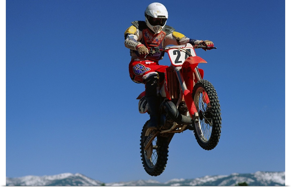 Dirt biker in mid-air