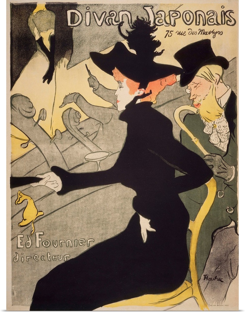 Henri de Toulouse-Lautrec (French, 1864-1901), Divan Japonais, 75 rue Des Martyres, Ed Fournier, directeur, 1893, screen l...