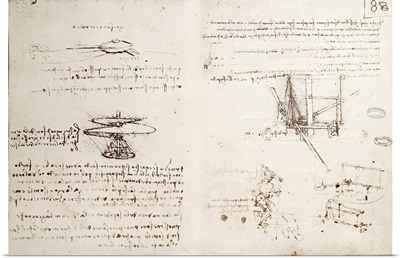 Drawing of flying machines by Leonardo da Vinci
