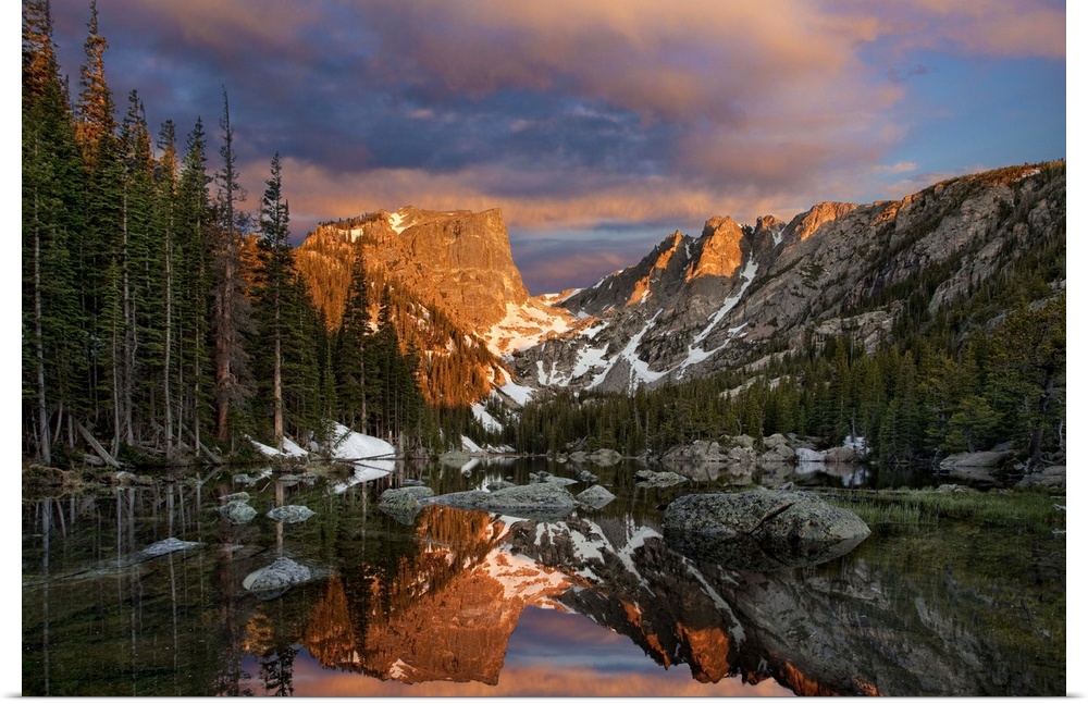 Awesome sunrise over Dream Lake in Rocky Mountain National Park