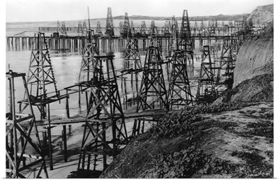 Drilling For Oil Along The Coast Of Summerland, California