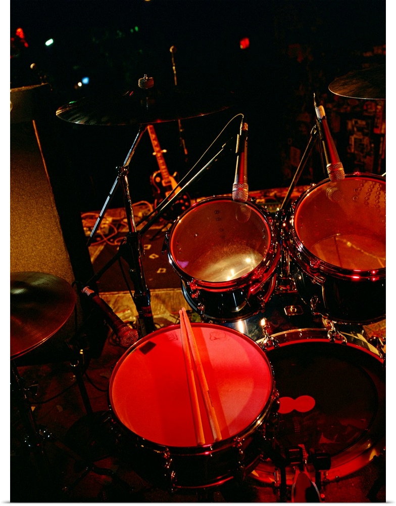 Drum set on stage