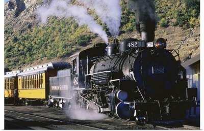 Durango and Silverton Narrow Gauge Railroad steam train at station