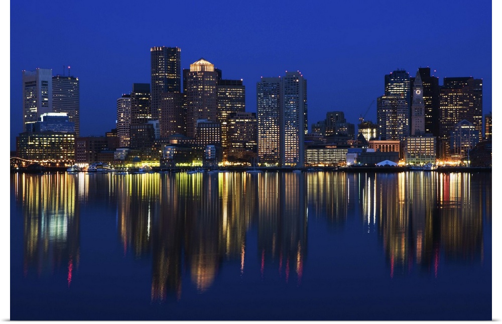 USA, Massachusetts, Boston, Financial District from East Boston, dawn