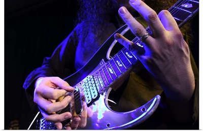Electric guitar as it is played up on stage