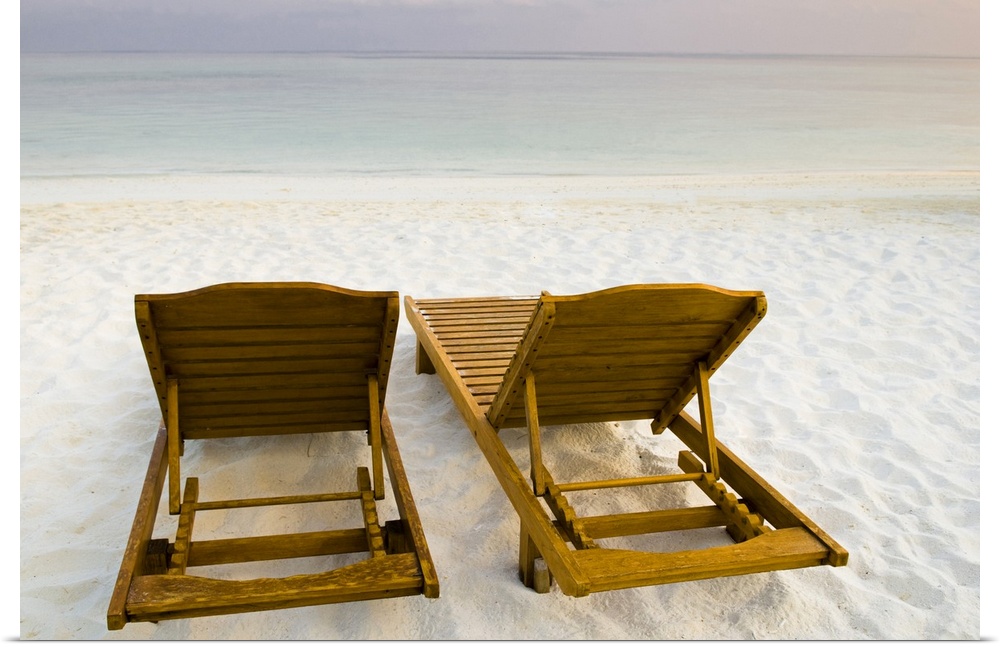 Empty beach chairs, Maldives.