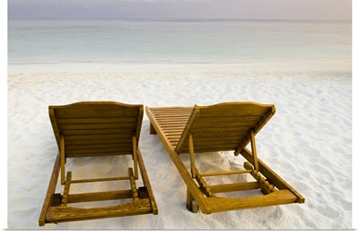 Empty beach chairs, Maldives.