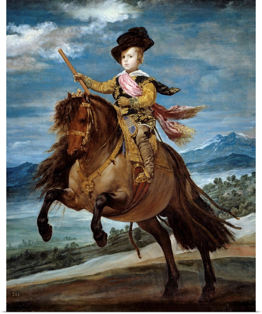 Equestrian portrait of Prince Baltasar Carlos (1629-1646). Painting by Diego Rodriguez de Silva y Velazquez ( or Velasquez...