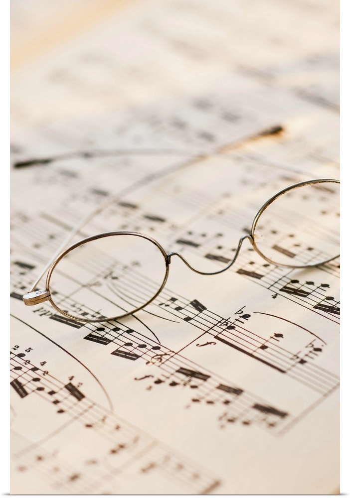 Eyeglasses on sheet music