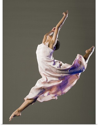 Female ballet dancer jumping