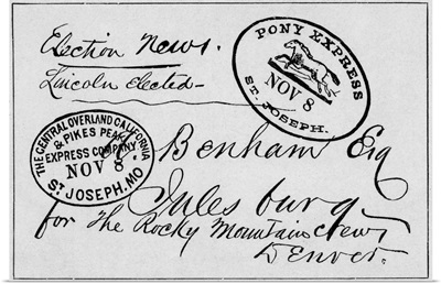 First Letter Carried By Pony Express
