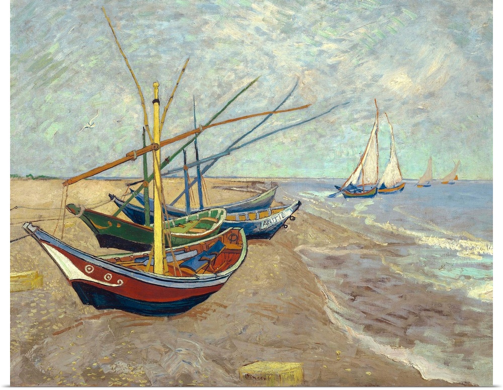 Vincent van Gogh (Dutch, 1853-1890), Fishing Boats on the Beach at Les Saintes-Maries-de-la-Mer, 1888. Oil on canvas, 81.5...
