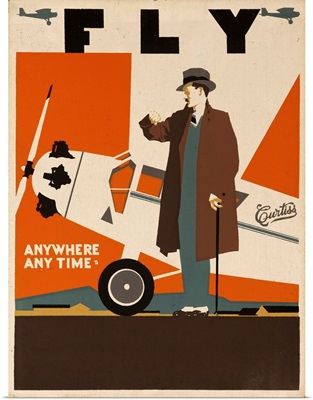 Fly Anywhere Any Time, 1930 Curtiss Aircraft Advertising Poster