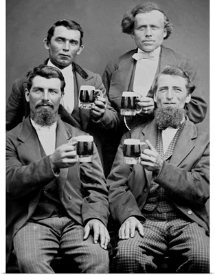 Four Guys And Their Mugs Of Beer, Ca. 1880