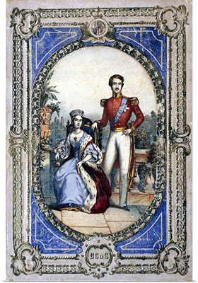 Framed lithograph of Queen Victoria and Prince Albert