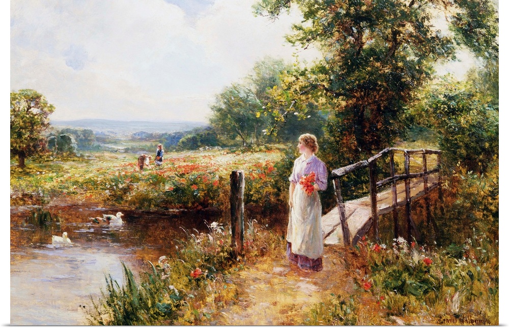 Gathering Poppies Near Winchester, England by Ernest Walbourn