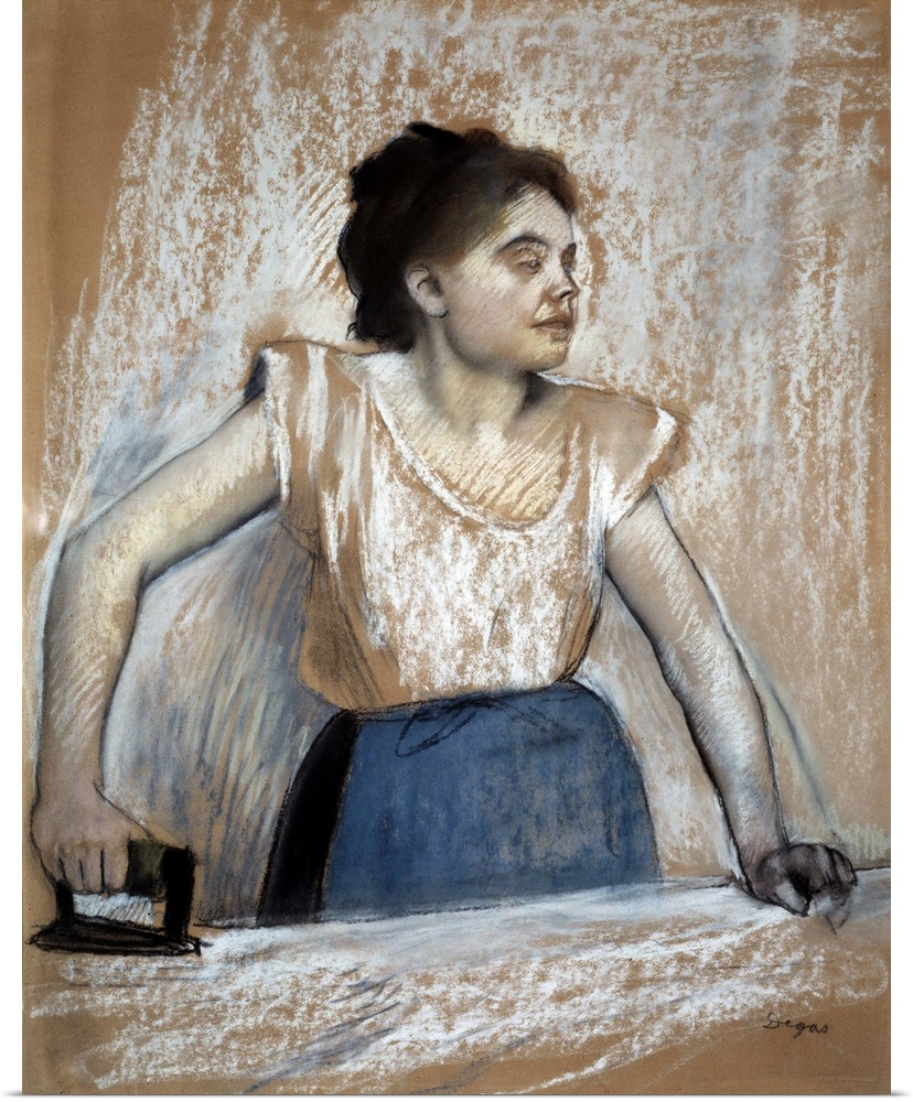 Girl at the ironing board. Pastel painting by Edgar Degas (1834-1917). 1869. Orsay Museum, Paris, France.