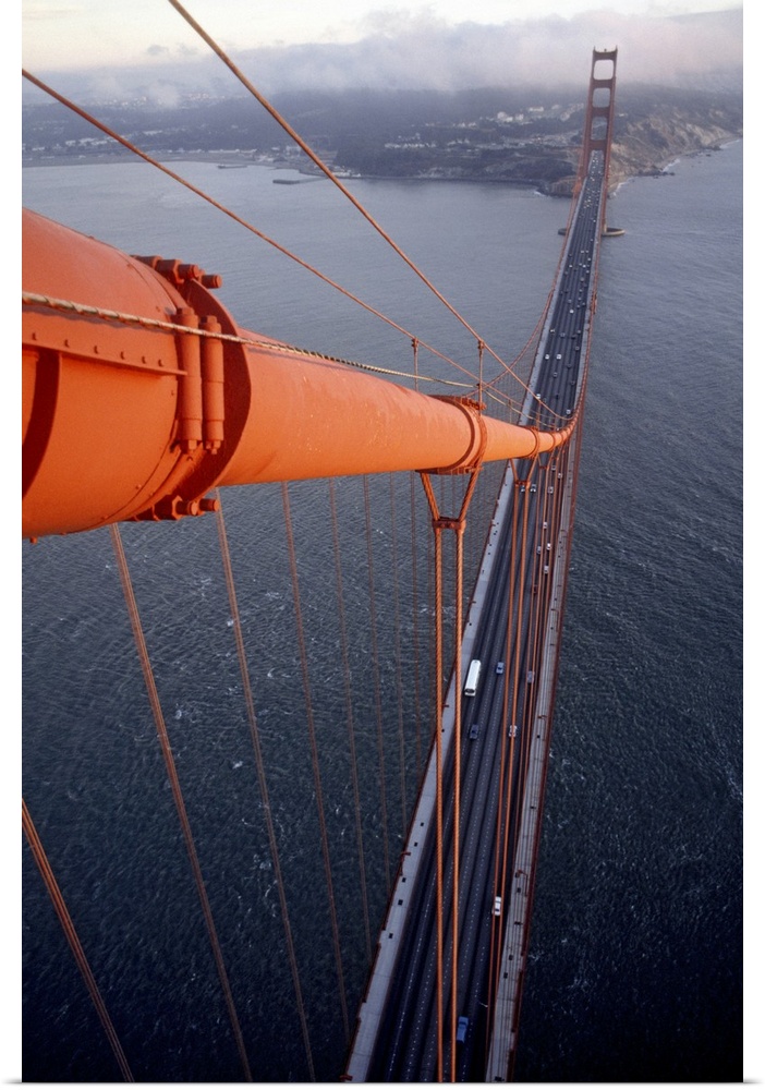 High angle vertical panoramic photograph of iconic overpass located in west coast city.