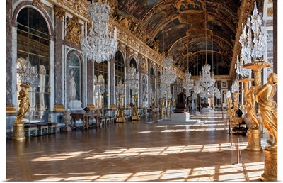Grande Galerie Or Galerie Des Glaces (The Hall Of Mirrors) In Palace Of Versailles