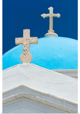 Greece, Cyclades Islands, Mykonos, Church dome with cross