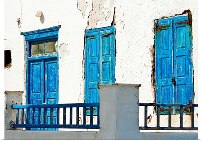 Greece, Cyclades Islands, Mykonos, Old blue doors