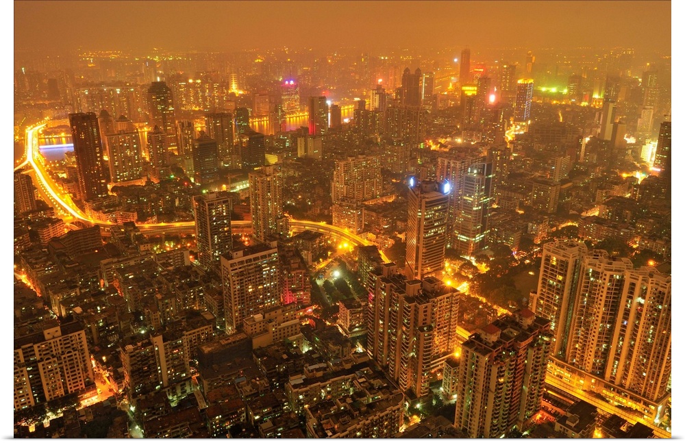 Guangzhou skyline at night.