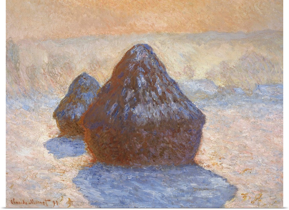 Claude Monet (French, 18401926), Haystacks - Snow Effect, 1891, oil on canvas, 65 x 92 cm (25.6 x 36.2 in), National Galle...