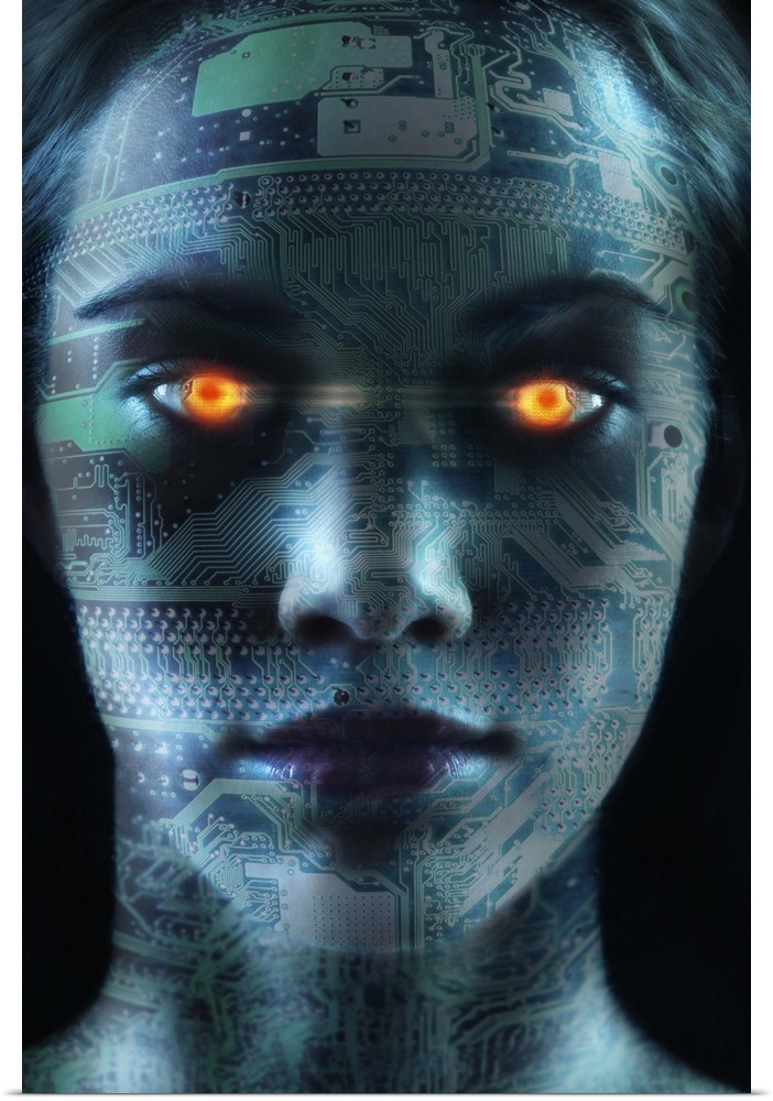 Headshot of robotic woman
