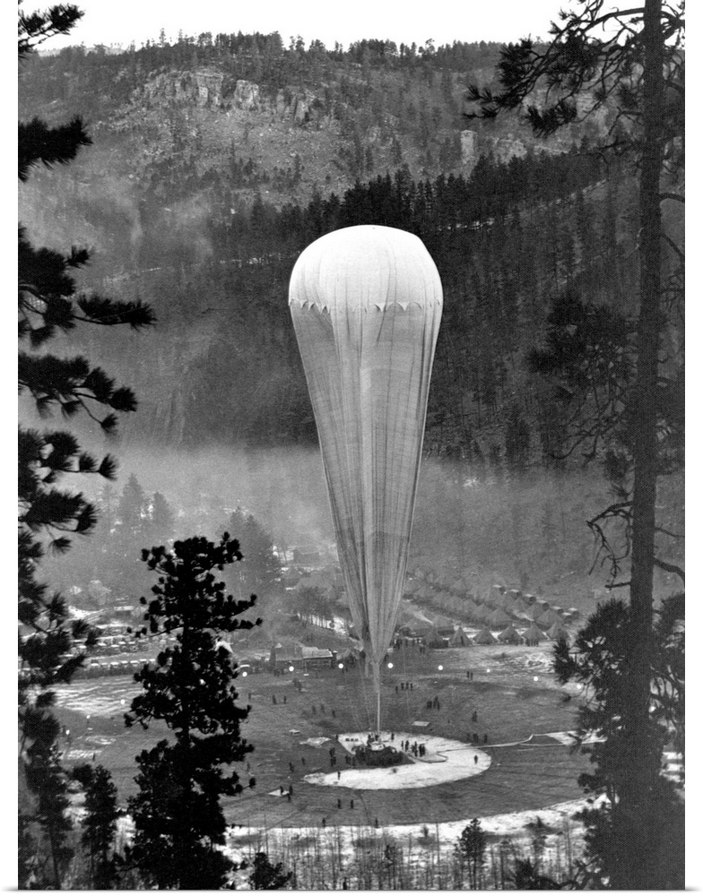 A stratospheric Piccard balloon ready to be lauched, a co-venture by the U.S. Army Air Corps and National Geographic Socie...