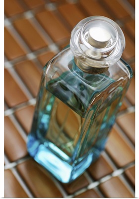 High angle view of a perfume bottle