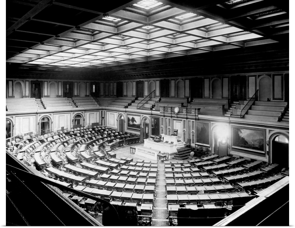 The interior of the House Chambers in the U. S. Capitol.