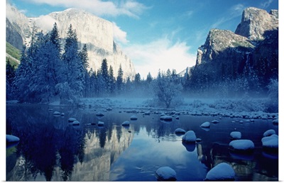 Ice on the Merced River, Yosemite National Park, California, USA