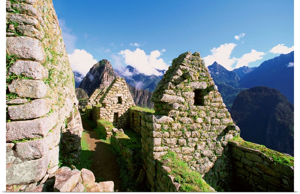 Incan ruins at Machu Picchu in the Andes Mountains, Peru